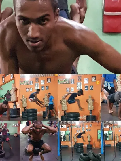 We build our foundation with intense conditioning. My students are developing explosive strength and endurance with tire jumps, squats, and push-ups. This is what it takes to be prepared for the demands of Muay Thai.