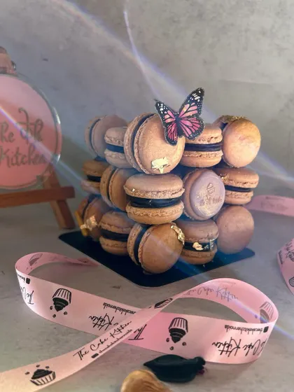 Another artistic shot of the macaron tower, perfect for gifting to someone special.