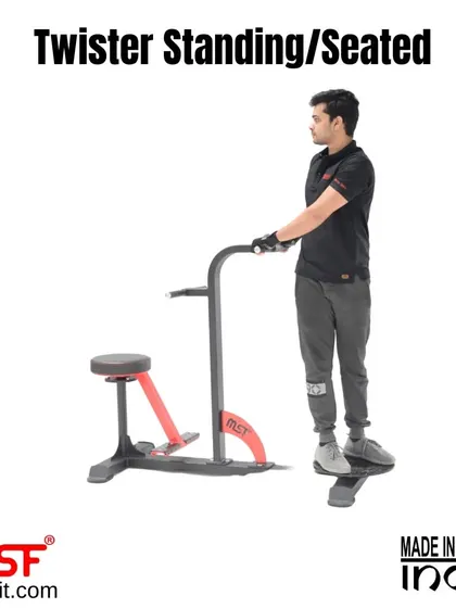 A side view of a user on the standing twister.