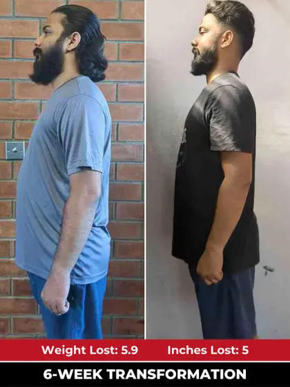 The side profile of Ravi Kiran's transformation shows the results of showing up with intent from day one.