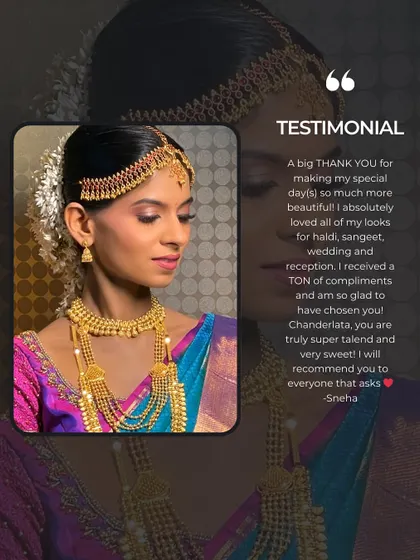 A big thank you from my bride Sneha. I am so happy she loved all her looks for the Haldi, Sangeet, wedding, and reception.