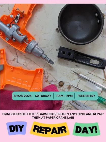 Our first ever DIY Repair Day! Bring your broken items and use our tools and space to fix them.