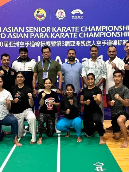 Training session with the KIO Indian Karate team in Hangzhou, China, ahead of the 20th Asian Karate Championship. We ensure our athletes are well-prepared and acclimatized before any major event.