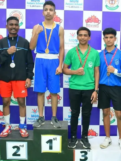 Sriraj standing tall on the first-place podium at the CBSE School Games.