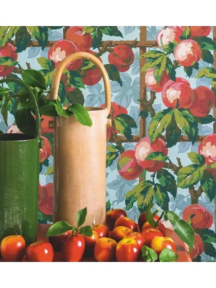 This wallpaper featuring apples on a trellis is a great way to create a whimsical vibe in your space. From La Maison Pierre Frey, this charming and cheerful design is perfect for a kitchen, breakfast nook, or any space needing a touch of rustic fun.