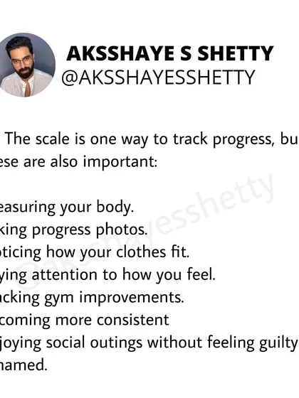 The scale is only one way to track progress. Also pay attention to how your clothes fit, how you feel, your gym improvements, and your consistency. These are all important non-scale victories.