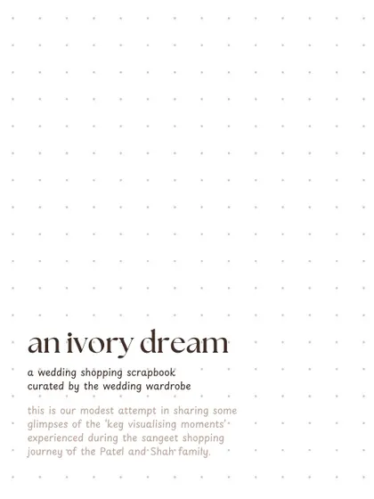 The cover of our "Ivory Dream" wedding shopping scrapbook, a visual diary of the styling journey.