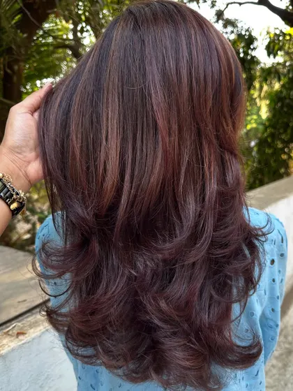 The after shot of the 'Mahogany + Plum' color.