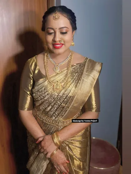 A happy moment captured. The makeup is designed to last through the event while keeping her looking fresh and radiant.