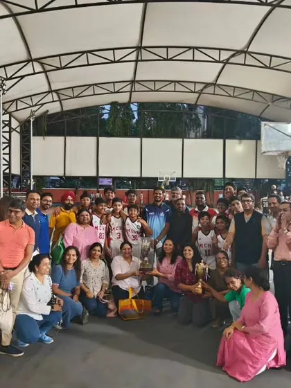 The entire community, including parents and supporters, celebrating the U13 boys' victory at the State Sub Juniors Championship.