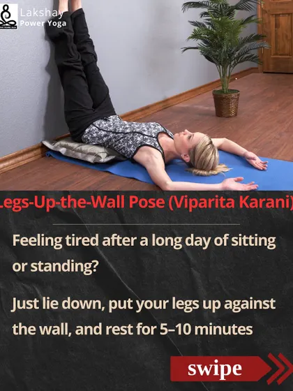 Feeling tired after a long day? The Legs-Up-the-Wall Pose (Viparita Karani) is a simple, restorative inversion that requires no flexibility. It improves circulation, reduces swelling in the feet, and calms the nervous system.