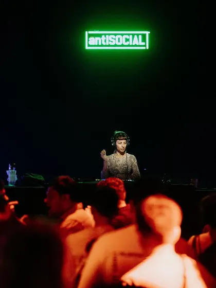 The view from the decks at Antisocial during Far Out Left. Seeing the room filled with dancers who are there for the music is the best feeling.