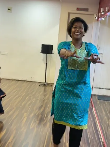 One of our instructors beaming with joy as she leads a Diwali dance session. Her energy and passion are what make our classes so special for the kids.