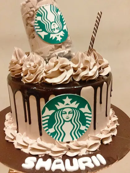 Another take on the Starbucks theme, this time with a chocolate drip and coffee-flavored buttercream. It's the perfect way to combine a love for coffee and cake.