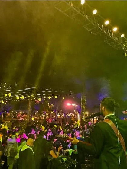 Our view from the stage. We love seeing a sea of happy faces and an energetic dance floor. This is the goal for every single corporate party and private event we play.