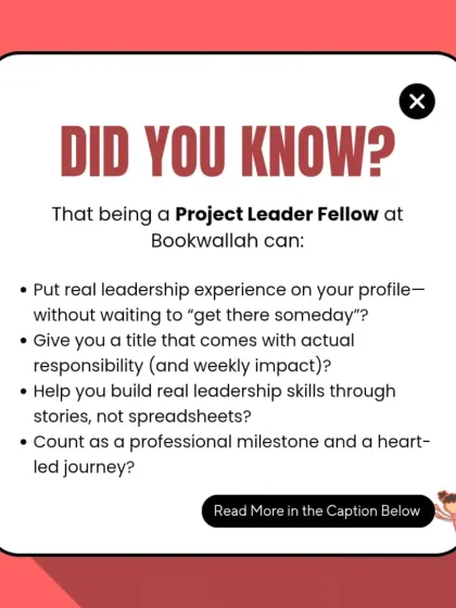 Are you ready to lead with purpose? Our Project Leader Fellowship is a unique opportunity to gain real leadership experience by managing a team, overseeing a library, and making a direct impact. This isn't just a volunteer role; it's a heart-led journey.