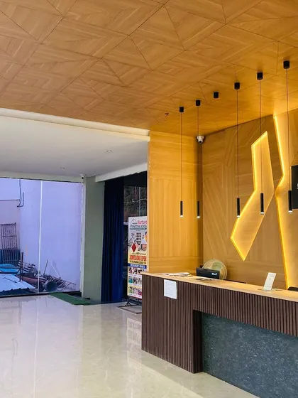 The modern and welcoming reception area of Rush Arena, our new center on Hesaraghatta road in Bengaluru.