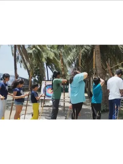 Students at our Dadar range during a summer camp session, learning to aim and shoot.