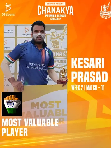 Kesari Prasad, an MVP from Week 2, recognized for his game-changing contribution.