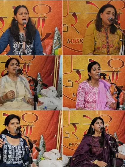 A collage showcasing the diverse group of female students who performed during our Guru Purnima event.