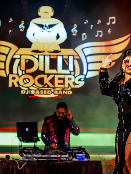 Our 'Desi Girl' showing off her moves while our DJ lays down the perfect beat. This is the fusion of live vocals and DJ music that makes us unique.