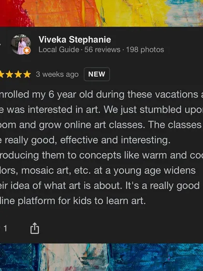 A great review about how our classes effectively introduce young children to core art concepts in an interesting way.