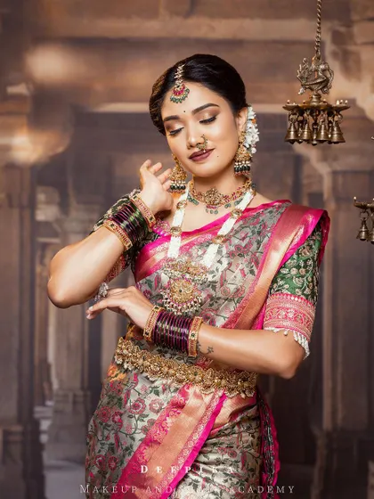 The full look, showing how the different elements come together to create a cohesive and stunning bridal outfit.