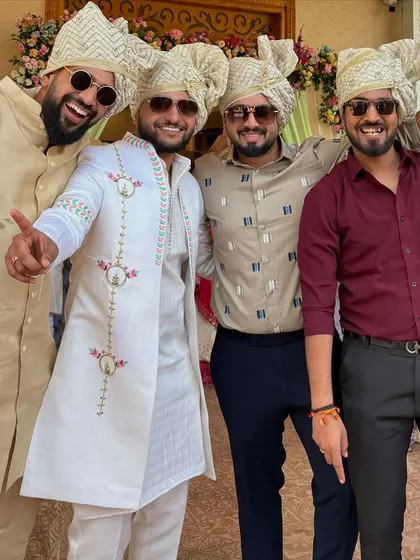 With the groom squad, ready to take over the Baraat. I'm not just a performer, I become part of the celebration, making sure the energy is high from start to finish.