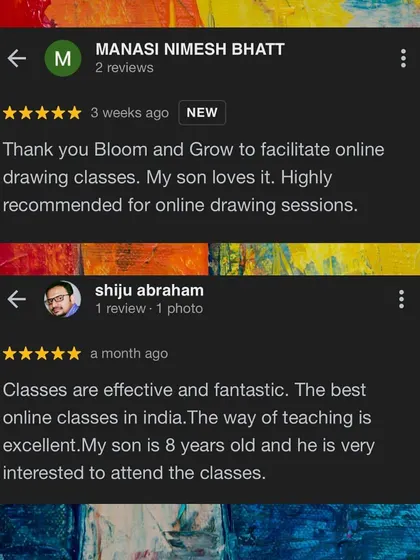 Two reviews in one. We're so happy that these parents find our classes effective, fantastic, and highly recommend our online drawing sessions for their sons.