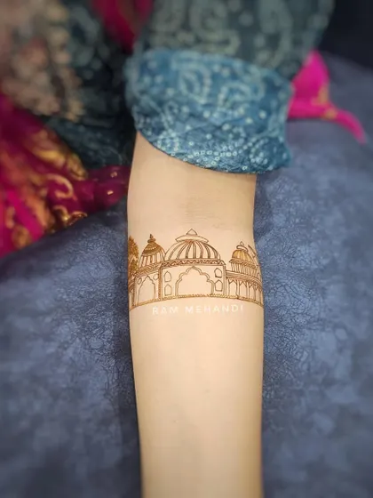 The initial outline of a Ram Mandir style temple. Architectural designs require precise lines to capture the structure correctly.