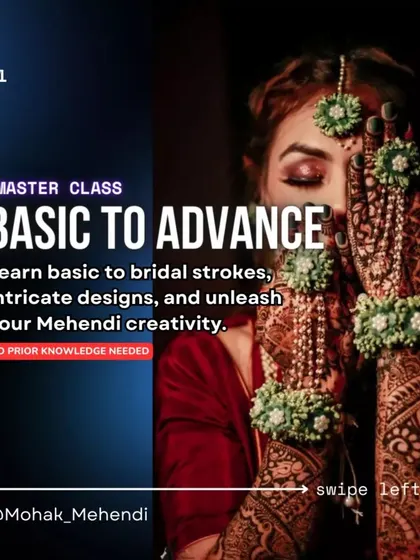Our masterclass takes you from basic to advanced. Learn everything from simple strokes to intricate bridal designs and unleash your creativity. No prior knowledge is needed.