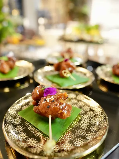 A beautifully plated appetizer at the Casa Mia India design event. For a brand that celebrates luxury design, we brought a menu that did the same.