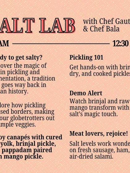 A look at the 'Salt Lab' session from our Food Nerd Festival. Participants get hands-on with pickling and fermentation, learning how salt transforms simple vegetables and cures meats, a tradition with deep roots in Indian history.