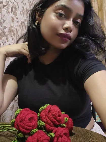 Me with some of my crochet roses. I truly believe these are flowers that will never die, a perfect symbol of eternal love for your pasandida aurat.
