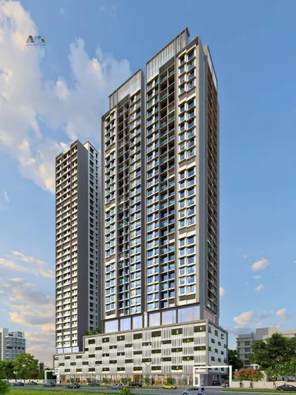A render of The Seventh Avenue residential project. The design features a distinctive facade and is poised to become a landmark in Byculla, offering a new standard for high-rise living.