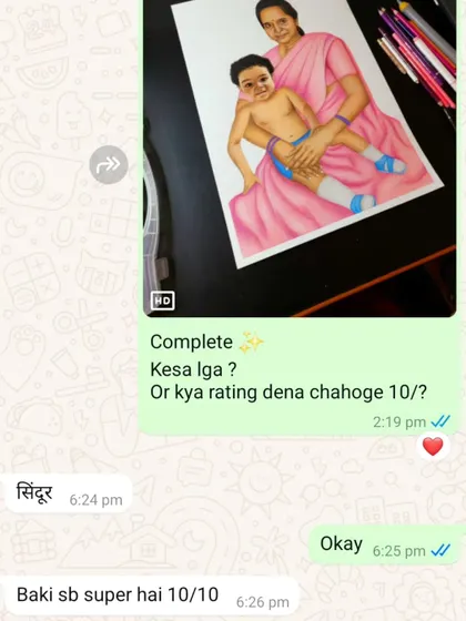 "Baki sb super hai 10/10". I'm glad this creative piece for my client in Uttar Pradesh was a super hit.