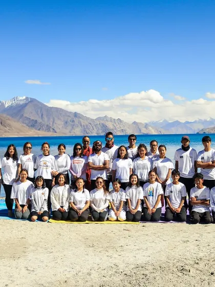 My wonderful group of students during a yoga course in Ladakh. Practicing together against the backdrop of the Himalayas was an unforgettable experience.