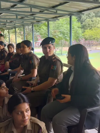 Interacting with NCC cadets after a lecture. Answering their questions and hearing their perspectives is one of the most rewarding parts of these sessions.