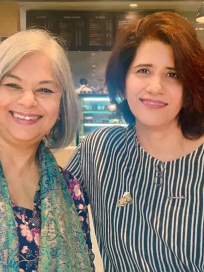 Our creative head, Garima, with author Sutapa Basu. Garima gave a wonderful rendition from the prologue of one of Ms. Basu's books, adding a special touch to the event.