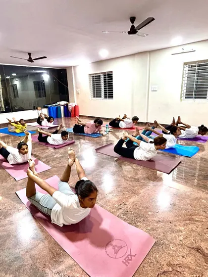 The studio filled with students practicing Dhanurasana, the Bow Pose. It’s inspiring to see everyone moving together, creating a powerful collective energy.