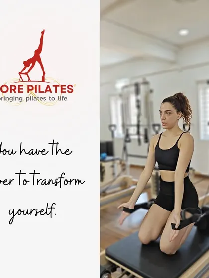 You have the power to transform yourself. This client demonstrates focus and control during a kneeling arm series on the Reformer.