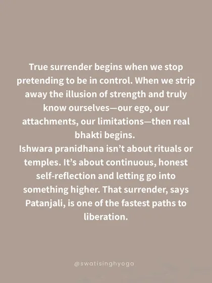What is Ishwara Pranidhana (surrender to a higher power)? It's not about rituals or temples. It's about continuous, honest self-reflection and letting go into something higher, which is one of the fastest paths to liberation.