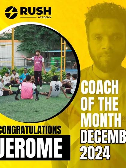 Announcing Coach Jerome as our Coach of the Month for December 2024. This award highlights his commitment to inspiring our players and shaping the future of football at Rush.