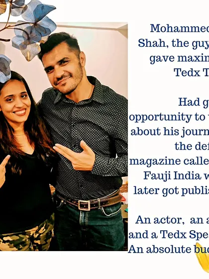 A graphic celebrating my feature on Mohammed Ali Shah in Fauji India magazine. It was an absolute pleasure to write about his journey as an actor, artist, and prolific TEDx speaker.
