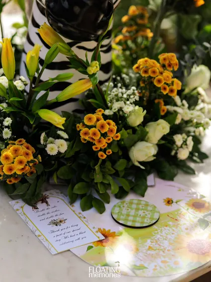 We create custom stationery to match the theme, like these thank you cards and placemats for the Sunlit Safari party.
