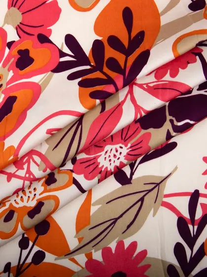 The floral fabric folded to show how the pattern looks in layers.