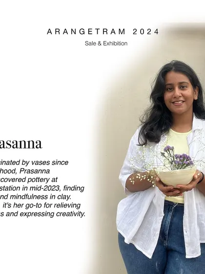 Meet Prasanna, who rediscovered her childhood fascination with pottery at Clay Station. Her Arangetram collection represents the hope, patience, and milestones of her journey, transforming stress into creative expression through beautifully crafted pieces.