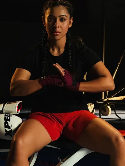 Ready for my close-up. This is from a TVC shoot, capturing the focused, warrior mindset before the action begins. It's the look I bring when I step in front of the camera as an action actor.