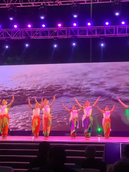 A large ensemble performance at the 17th Pravasi Bharatiya Divas in Indore. I specialize in choreographing for grand stages, uniting over 50 dancers from different classical and folk forms under a single, powerful theme.