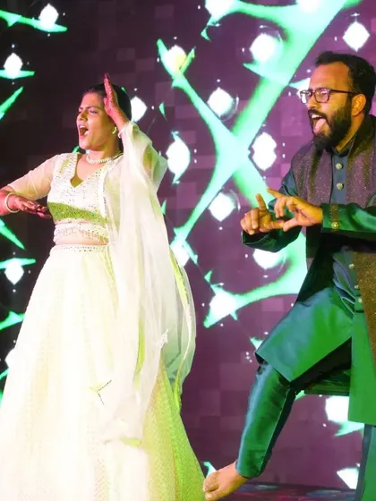 A couple's performance filled with expression and fun. We handled the end-to-end planning and choreography for this unforgettable sangeet.